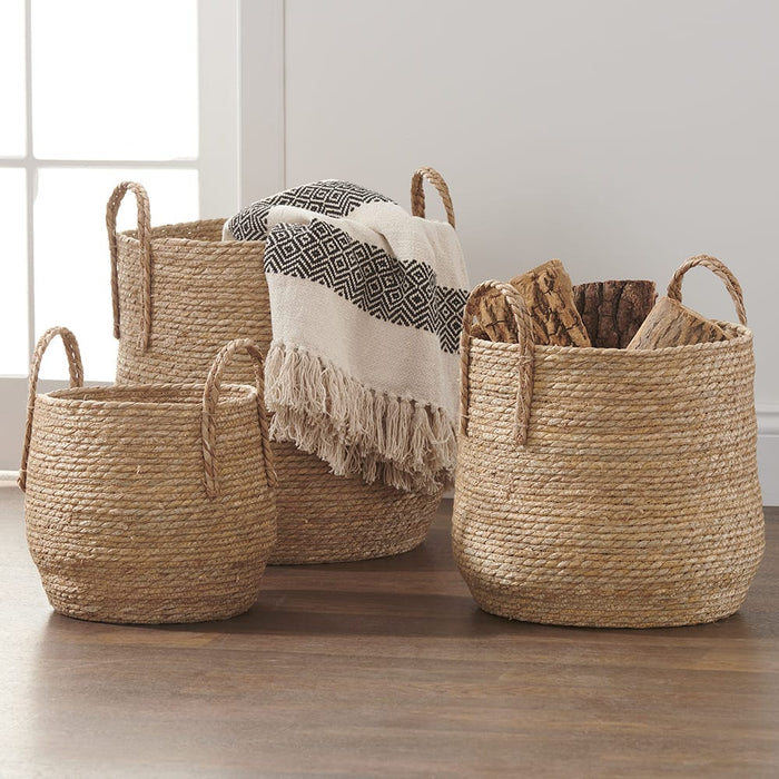 Signature HomeStyles Storage Baskets Natural Hyacinth Basket 3pc Set with Handles