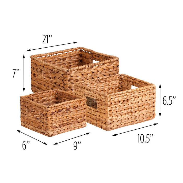 Signature HomeStyles Storage Baskets Natural Water Hyacinth Nesting 3pc Storage Basket Set