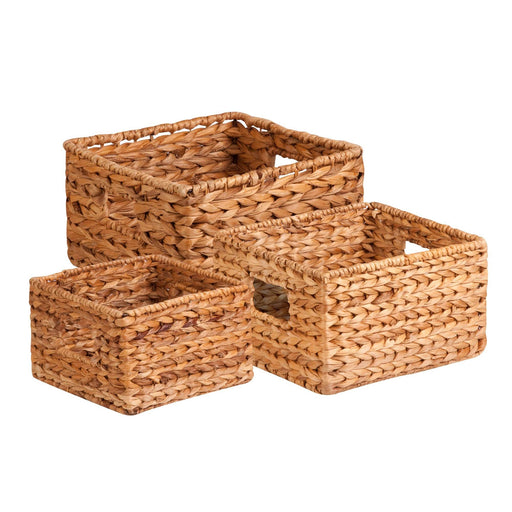 Signature HomeStyles Storage Baskets Natural Water Hyacinth Nesting 3pc Storage Basket Set