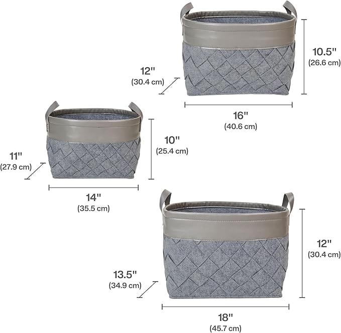 Signature HomeStyles Storage Baskets Nestled Grey Baskets 3pc set