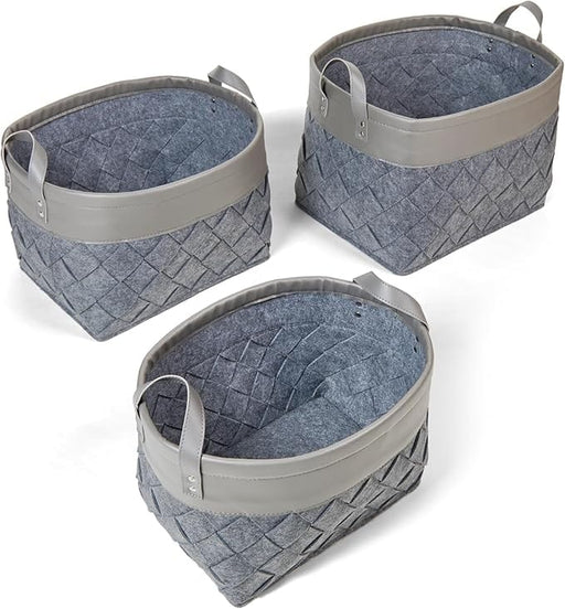 Signature HomeStyles Storage Baskets Nestled Grey Baskets 3pc set