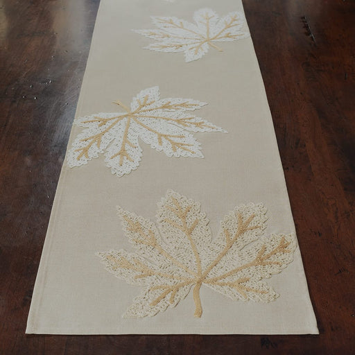 Signature HomeStyles Table Runners Neutral Leaves 54" Table Runner