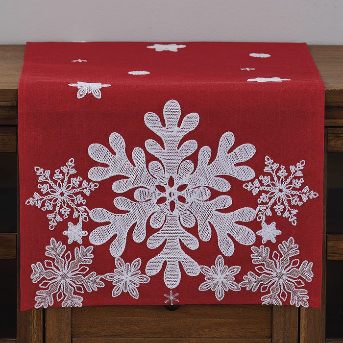 Signature HomeStyles Table Runners Snowflake Clusters 54" Table Runner