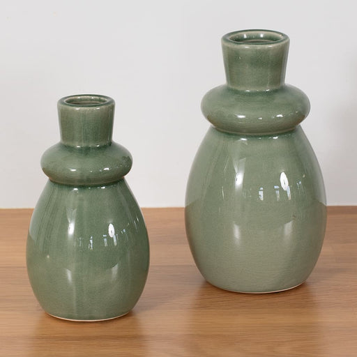 Signature HomeStyles Vases Green Terracotta Vase 2pc Set