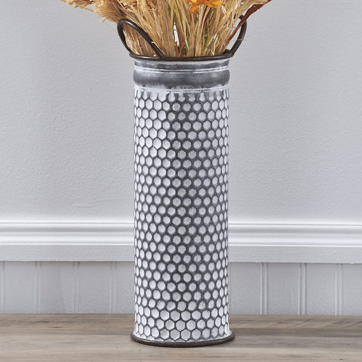 Signature HomeStyles Vases Whitewash Honeycomb Metal Vase