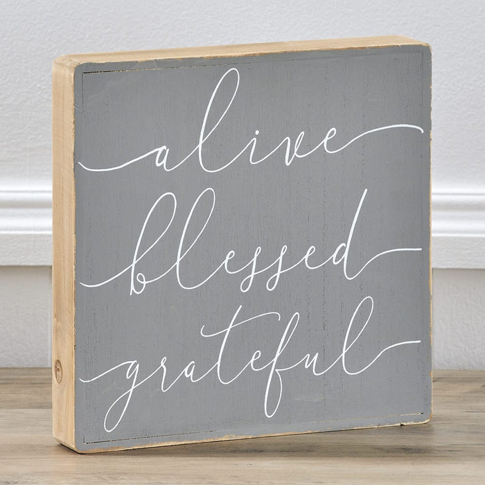 Signature HomeStyles Wall Signs Alive Blessed Grateful Wood Sign