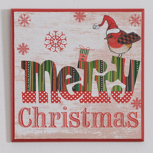 Signature HomeStyles Wall Signs Merry Christmas Birdie Wood Sign