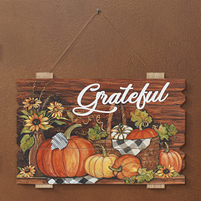 Signature HomeStyles Wall Signs Grateful Wood Harvest Sign